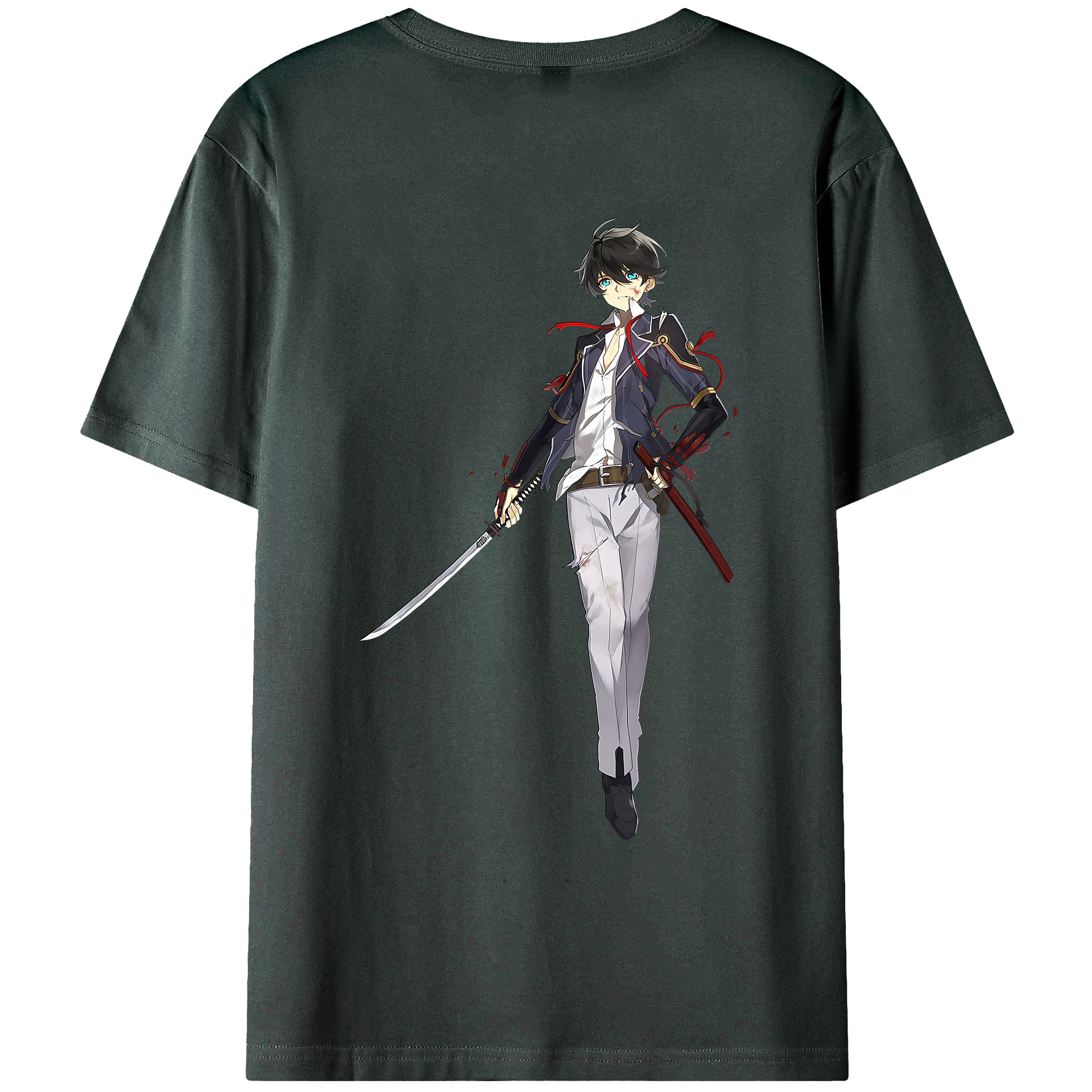 （画像用） 刀剣乱舞 Touken Ranbu 綿100％ メンズ半袖Tシャツ（バックプリント） 通気性